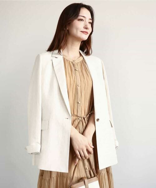 MK MICHEL KLEIN / エムケーミッシェルクラン テーラードジャケット | リネン混テーラードジャケット/洗える | 詳細1