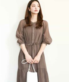 MK MICHEL KLEIN / エムケーミッシェルクラン ロング・マキシ丈ワンピース | ソフト楊柳ティアードワンピース/洗える