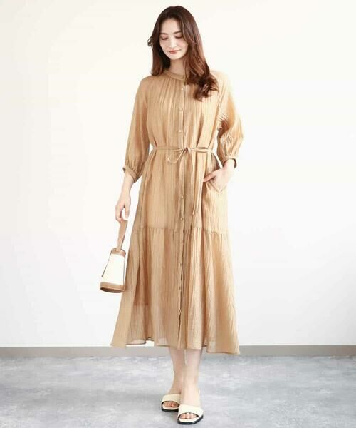 MK MICHEL KLEIN / エムケーミッシェルクラン ロング・マキシ丈ワンピース | ソフト楊柳ティアードワンピース/洗える | 詳細1