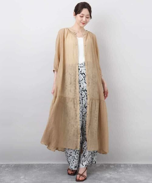 MK MICHEL KLEIN / エムケーミッシェルクラン ロング・マキシ丈ワンピース | ソフト楊柳ティアードワンピース/洗える | 詳細13