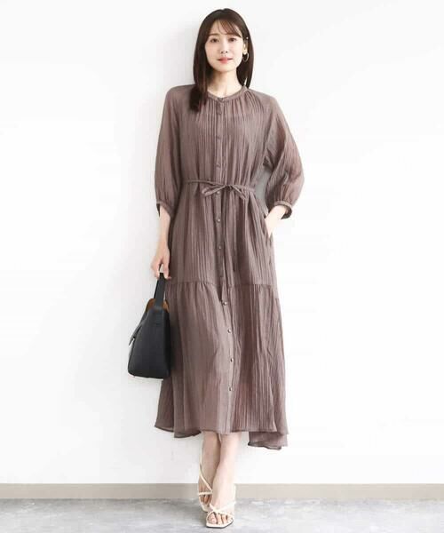 MK MICHEL KLEIN / エムケーミッシェルクラン ロング・マキシ丈ワンピース | ソフト楊柳ティアードワンピース/洗える | 詳細17