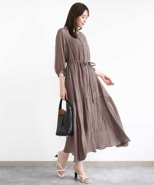 MK MICHEL KLEIN / エムケーミッシェルクラン ロング・マキシ丈ワンピース | ソフト楊柳ティアードワンピース/洗える | 詳細18