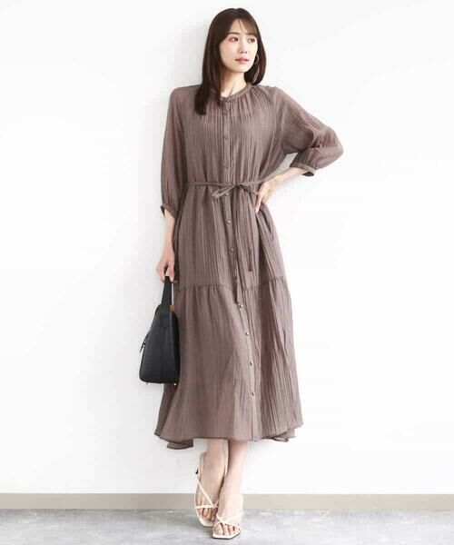 MK MICHEL KLEIN / エムケーミッシェルクラン ロング・マキシ丈ワンピース | ソフト楊柳ティアードワンピース/洗える | 詳細19