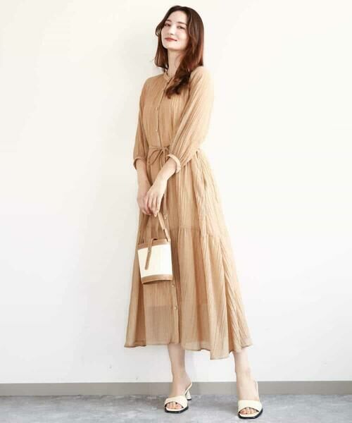 MK MICHEL KLEIN / エムケーミッシェルクラン ロング・マキシ丈ワンピース | ソフト楊柳ティアードワンピース/洗える | 詳細2