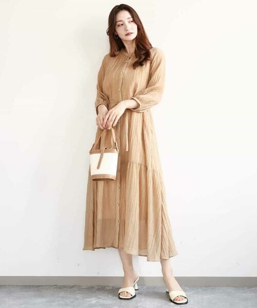 MK MICHEL KLEIN / エムケーミッシェルクラン ロング・マキシ丈ワンピース | ソフト楊柳ティアードワンピース/洗える | 詳細3