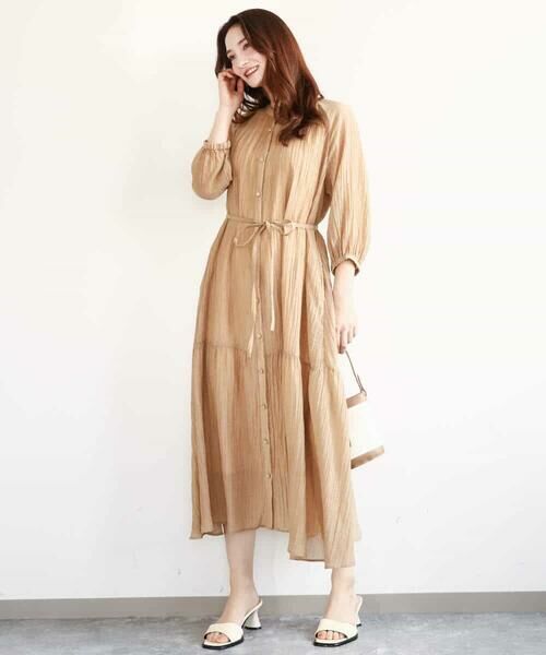 MK MICHEL KLEIN / エムケーミッシェルクラン ロング・マキシ丈ワンピース | ソフト楊柳ティアードワンピース/洗える | 詳細4