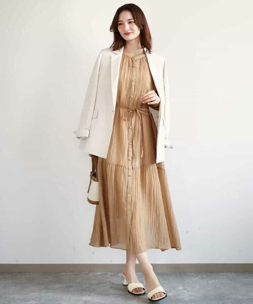 MK MICHEL KLEIN / エムケーミッシェルクラン ロング・マキシ丈ワンピース | ソフト楊柳ティアードワンピース/洗える | 詳細8