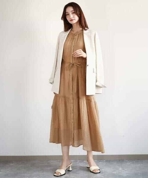 MK MICHEL KLEIN / エムケーミッシェルクラン ロング・マキシ丈ワンピース | ソフト楊柳ティアードワンピース/洗える | 詳細9