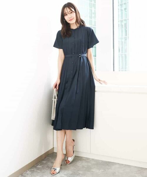 MK MICHEL KLEIN / エムケーミッシェルクラン ロング・マキシ丈ワンピース | フロントタックデザインワンピース/2way/洗える | 詳細10