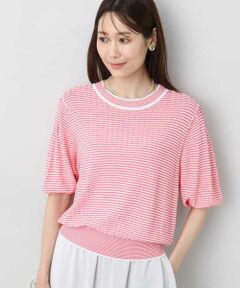 MK MICHEL KLEIN / エムケーミッシェルクラン ニット・セーター | ボーダー配色ボリュームスリーブニット/UVカット/洗える