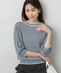 MK MICHEL KLEIN / エムケーミッシェルクラン ニット・セーター | ボーダー配色ボリュームスリーブニット/UVカット/洗える