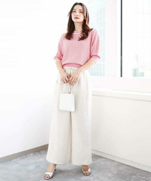 MK MICHEL KLEIN / エムケーミッシェルクラン ニット・セーター | ボーダー配色ボリュームスリーブニット/UVカット/洗える | 詳細17