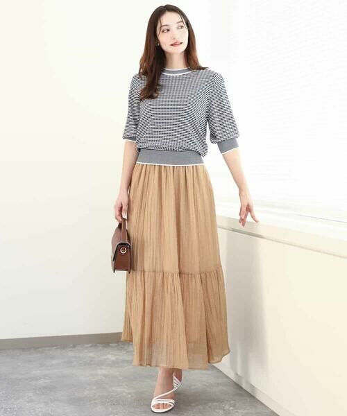 MK MICHEL KLEIN / エムケーミッシェルクラン ニット・セーター | ボーダー配色ボリュームスリーブニット/UVカット/洗える | 詳細24