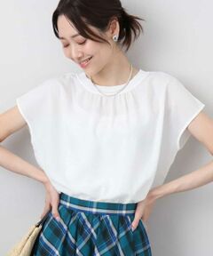 MK MICHEL KLEIN / エムケーミッシェルクラン シャツ・ブラウス | ストレッチデシンフレンチスリーブブラウス/接触冷感/UVカット/洗える