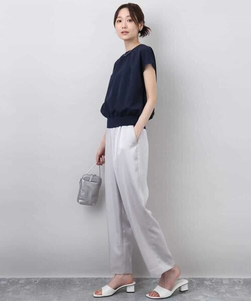 MK MICHEL KLEIN / エムケーミッシェルクラン シャツ・ブラウス | ストレッチデシンフレンチスリーブブラウス/接触冷感/UVカット/洗える | 詳細3