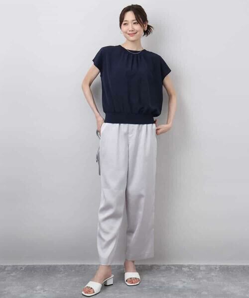 MK MICHEL KLEIN / エムケーミッシェルクラン シャツ・ブラウス | ストレッチデシンフレンチスリーブブラウス/接触冷感/UVカット/洗える | 詳細4