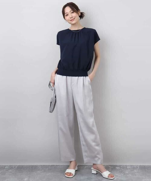 MK MICHEL KLEIN / エムケーミッシェルクラン シャツ・ブラウス | ストレッチデシンフレンチスリーブブラウス/接触冷感/UVカット/洗える | 詳細5