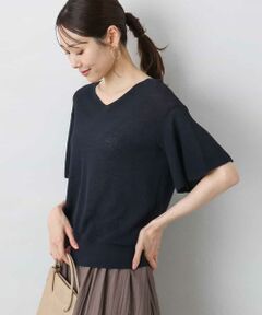 MK MICHEL KLEIN / エムケーミッシェルクラン ニット・セーター | フレアースリーブVネックニット/UVカット/洗える