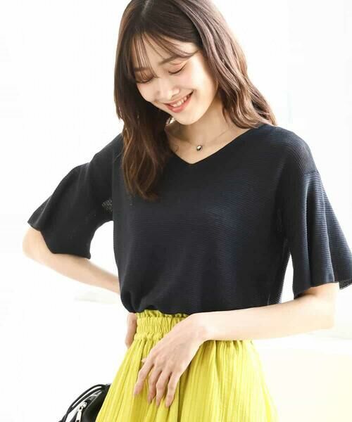 MK MICHEL KLEIN / エムケーミッシェルクラン ニット・セーター | フレアースリーブVネックニット/UVカット/洗える | 詳細1