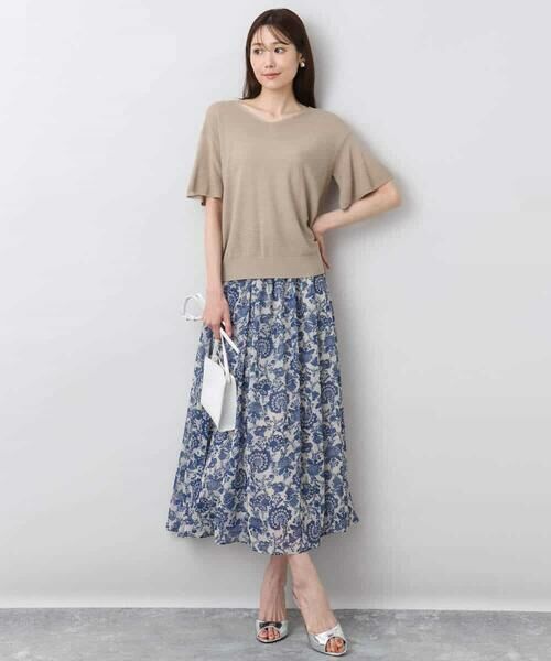 MK MICHEL KLEIN / エムケーミッシェルクラン ニット・セーター | フレアースリーブVネックニット/UVカット/洗える | 詳細20