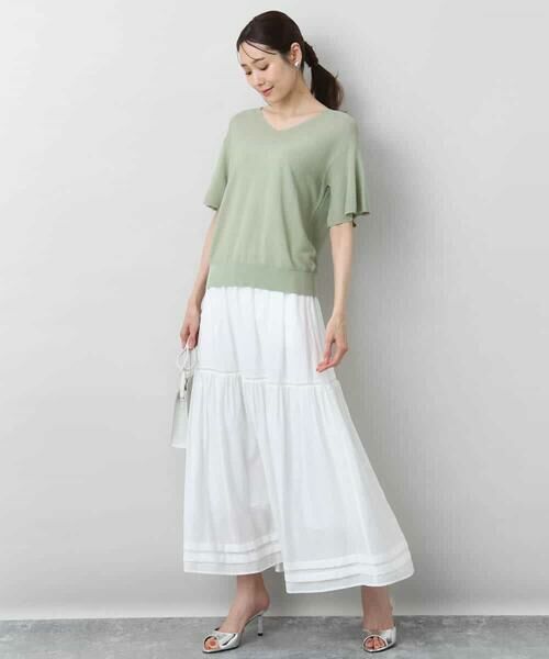 MK MICHEL KLEIN / エムケーミッシェルクラン ニット・セーター | フレアースリーブVネックニット/UVカット/洗える | 詳細24