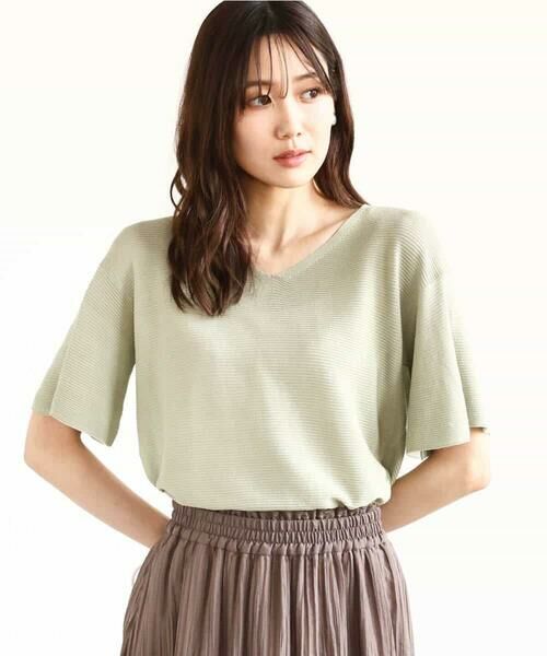 MK MICHEL KLEIN / エムケーミッシェルクラン ニット・セーター | フレアースリーブVネックニット/UVカット/洗える | 詳細7