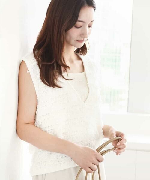 MK MICHEL KLEIN / エムケーミッシェルクラン ニット・セーター | ループフリンジニットベスト/洗える | 詳細1