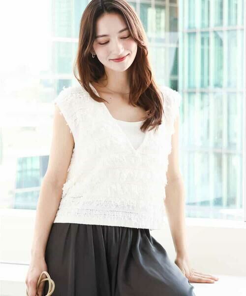 MK MICHEL KLEIN / エムケーミッシェルクラン ニット・セーター | ループフリンジニットベスト/洗える | 詳細5