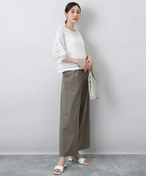 MK MICHEL KLEIN / エムケーミッシェルクラン ニット・セーター | ボーダーメッシュ編みショート丈ニット/洗える | 詳細12