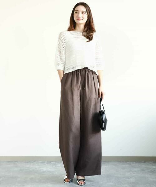 MK MICHEL KLEIN / エムケーミッシェルクラン ニット・セーター | ボーダーメッシュ編みショート丈ニット/洗える | 詳細2