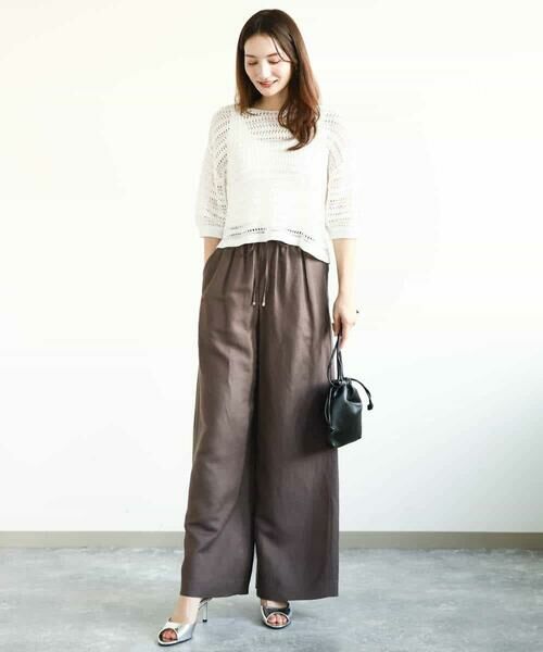 MK MICHEL KLEIN / エムケーミッシェルクラン ニット・セーター | ボーダーメッシュ編みショート丈ニット/洗える | 詳細3