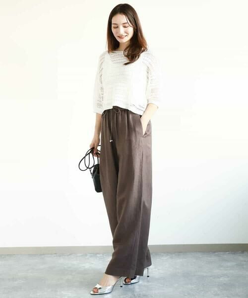 MK MICHEL KLEIN / エムケーミッシェルクラン ニット・セーター | ボーダーメッシュ編みショート丈ニット/洗える | 詳細4