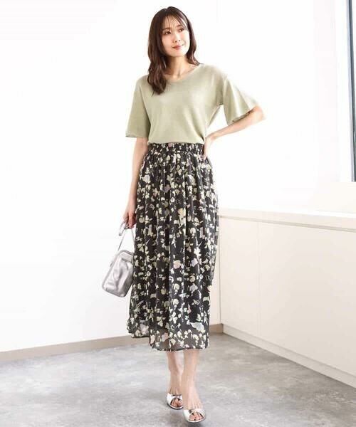 MK MICHEL KLEIN / エムケーミッシェルクラン ロング・マキシ丈スカート | 花柄シフォンスカート/洗える | 詳細10