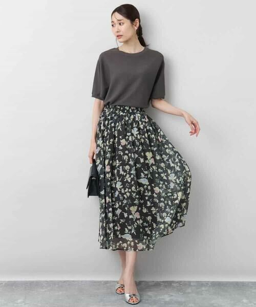 MK MICHEL KLEIN / エムケーミッシェルクラン ロング・マキシ丈スカート | 花柄シフォンスカート/洗える | 詳細15