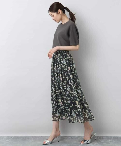 MK MICHEL KLEIN / エムケーミッシェルクラン ロング・マキシ丈スカート | 花柄シフォンスカート/洗える | 詳細16