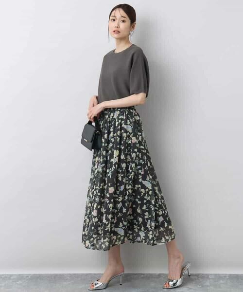 MK MICHEL KLEIN / エムケーミッシェルクラン ロング・マキシ丈スカート | 花柄シフォンスカート/洗える | 詳細17