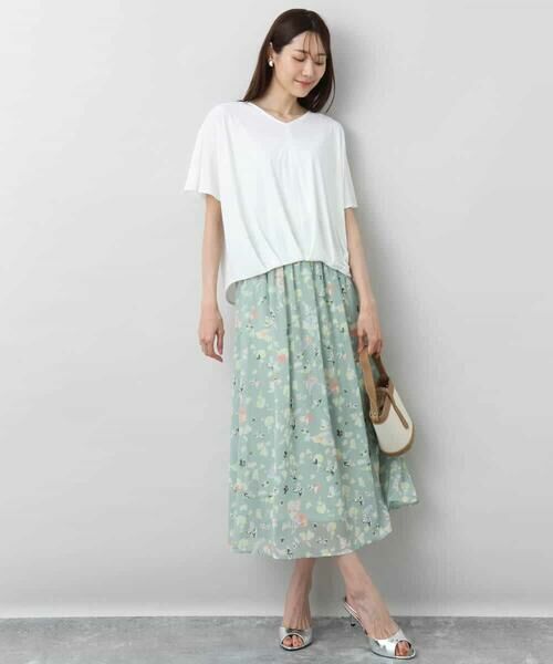 MK MICHEL KLEIN / エムケーミッシェルクラン ロング・マキシ丈スカート | 花柄シフォンスカート/洗える | 詳細20