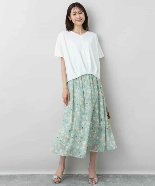 MK MICHEL KLEIN / エムケーミッシェルクラン ロング・マキシ丈スカート | 花柄シフォンスカート/洗える | 詳細21