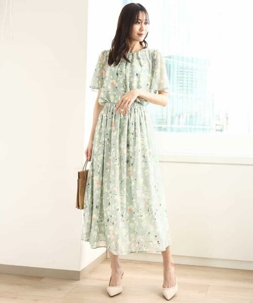 セール】 花柄シフォンスカート/洗える （ロング・マキシ丈