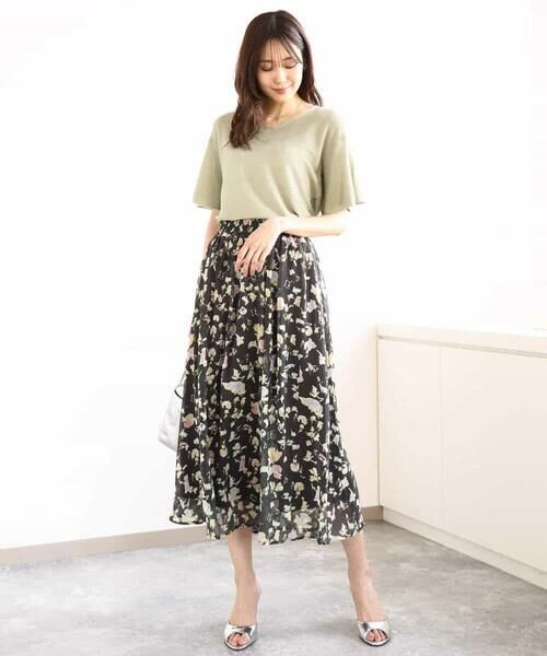 MK MICHEL KLEIN / エムケーミッシェルクラン ロング・マキシ丈スカート | 花柄シフォンスカート/洗える | 詳細9