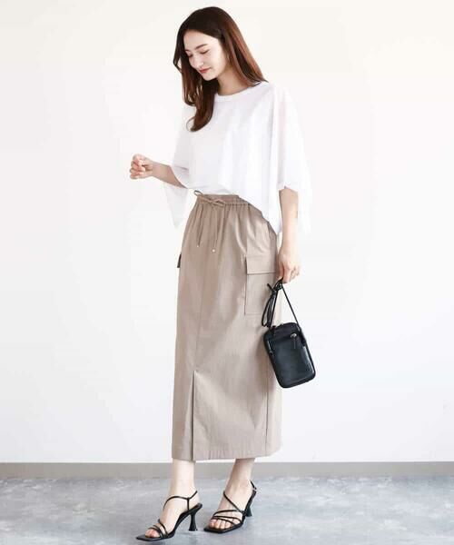 MK MICHEL KLEIN / エムケーミッシェルクラン ロング・マキシ丈スカート | ドライタッチカーゴデザインスカート/撥水/洗える | 詳細7