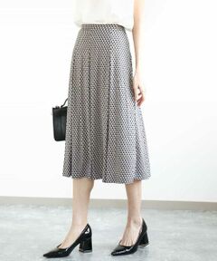 MK MICHEL KLEIN / エムケーミッシェルクラン ロング・マキシ丈スカート | 幾何柄ジャージータックスカート/洗える