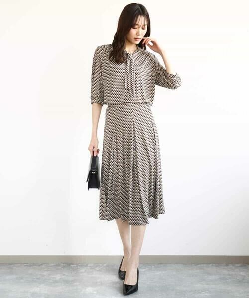 MK MICHEL KLEIN / エムケーミッシェルクラン ロング・マキシ丈スカート | 幾何柄ジャージータックスカート/洗える | 詳細11