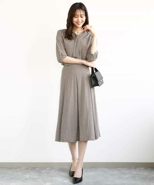 MK MICHEL KLEIN / エムケーミッシェルクラン ロング・マキシ丈スカート | 幾何柄ジャージータックスカート/洗える | 詳細12