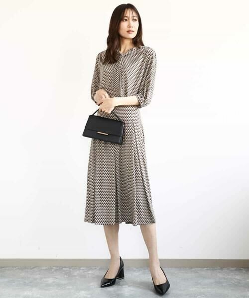 MK MICHEL KLEIN / エムケーミッシェルクラン ロング・マキシ丈スカート | 幾何柄ジャージータックスカート/洗える | 詳細13