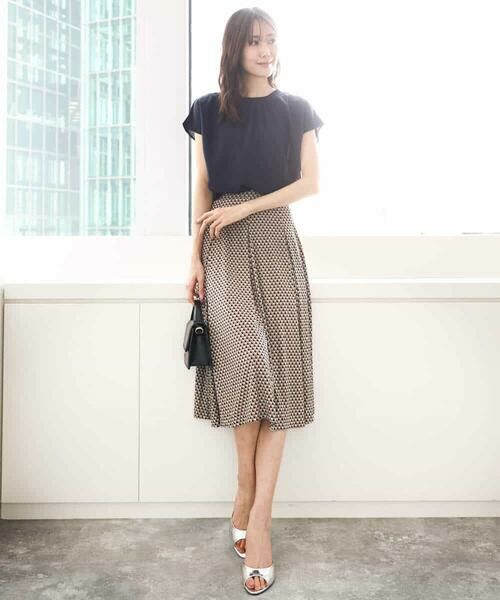 MK MICHEL KLEIN / エムケーミッシェルクラン ロング・マキシ丈スカート | 幾何柄ジャージータックスカート/洗える | 詳細15