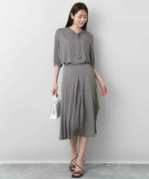 MK MICHEL KLEIN / エムケーミッシェルクラン ロング・マキシ丈スカート | 幾何柄ジャージータックスカート/洗える | 詳細17