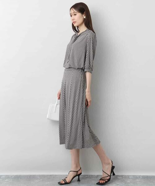 MK MICHEL KLEIN / エムケーミッシェルクラン ロング・マキシ丈スカート | 幾何柄ジャージータックスカート/洗える | 詳細18