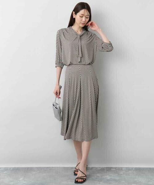 MK MICHEL KLEIN / エムケーミッシェルクラン ロング・マキシ丈スカート | 幾何柄ジャージータックスカート/洗える | 詳細23