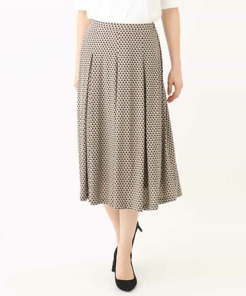 MK MICHEL KLEIN / エムケーミッシェルクラン ロング・マキシ丈スカート | 幾何柄ジャージータックスカート/洗える | 詳細25